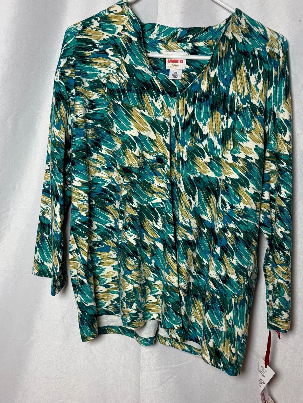 Favorites Green Multi-Color Abstract Print Blouse